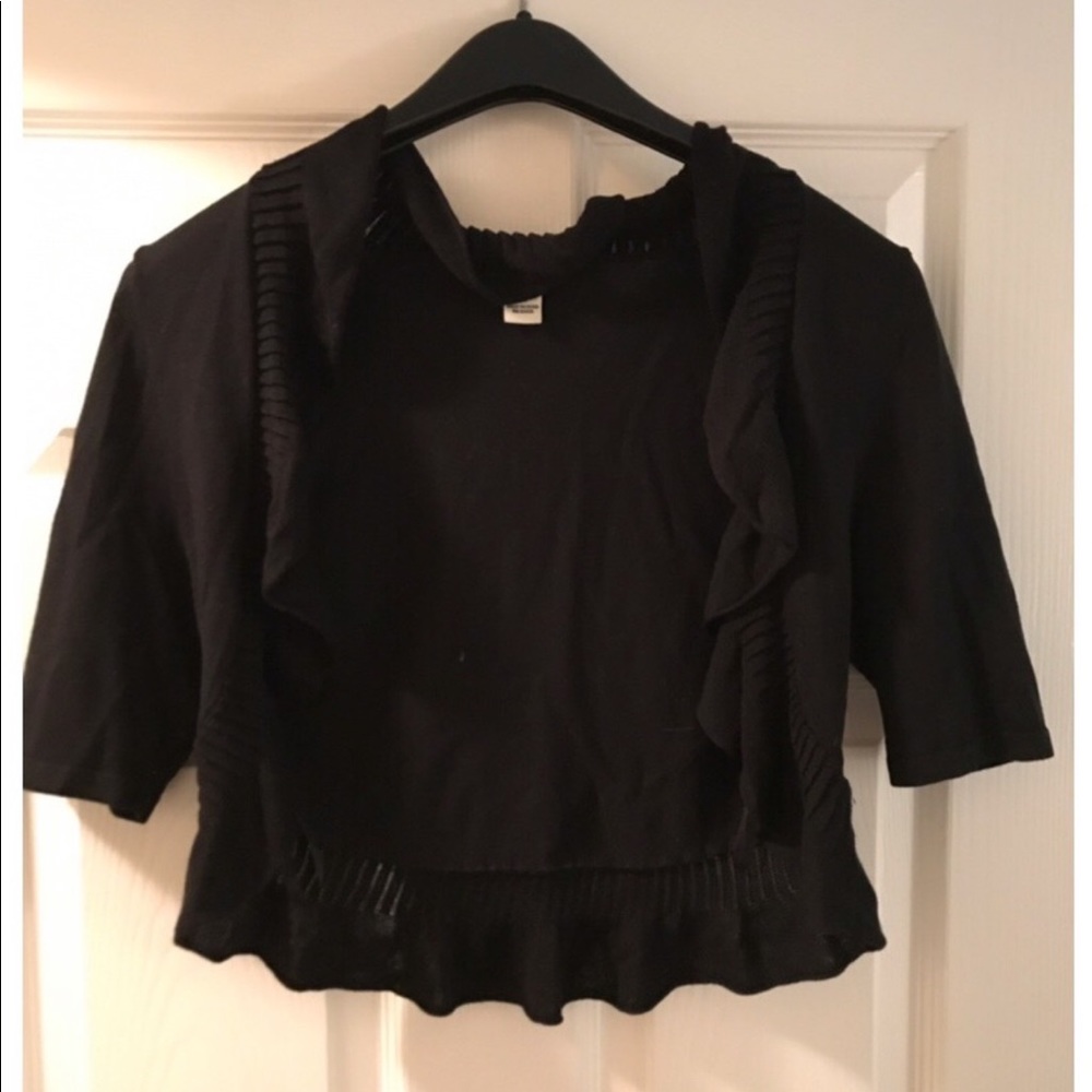 White House Black Market, Short, Ruffle Cardigan